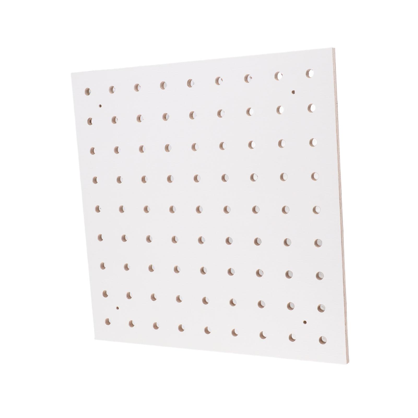 Support de fil à coudre 25 bobines mural Support à picots pour fil à coudre Pegboard Mural avec 25 bâtonnets en bois Blanc 300x300mm