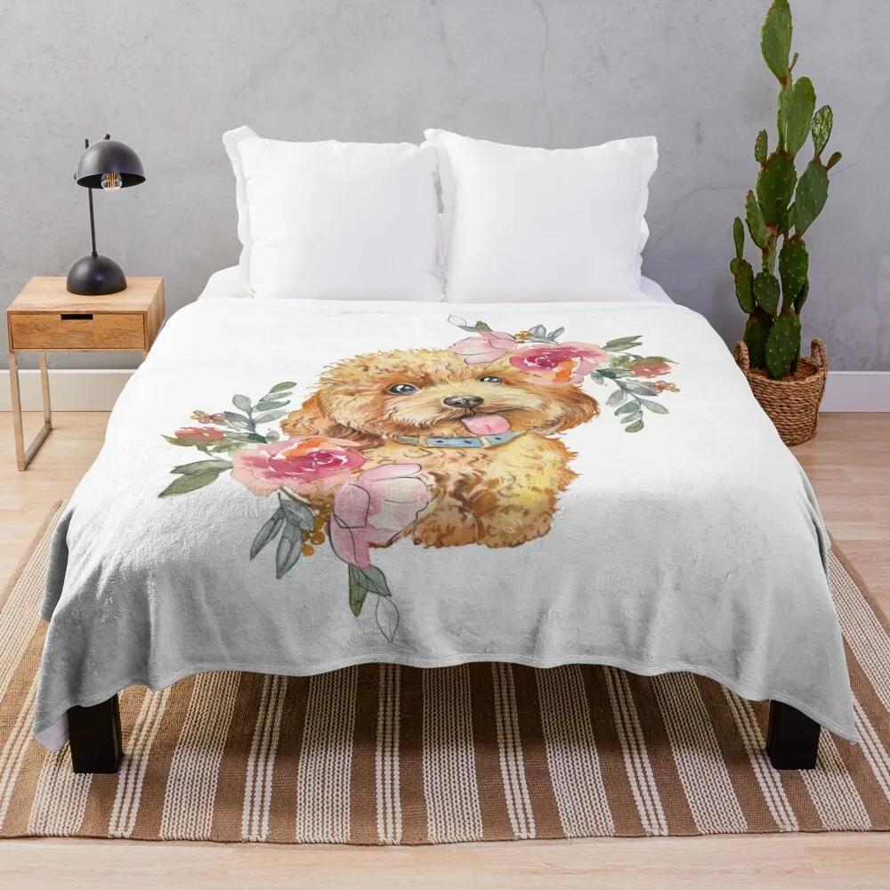 Labradoodle Doodle Dog Flannel Throw Blanket Cute Kawaii Dog Lightweight Super Soft for Sofa Couch Bed Festival Birthday Gift