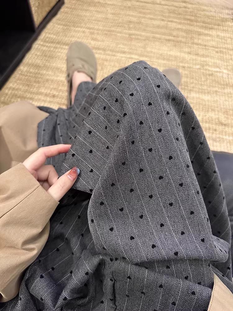 Petite Khaki Polka Dot Wide-Leg Pants for Women