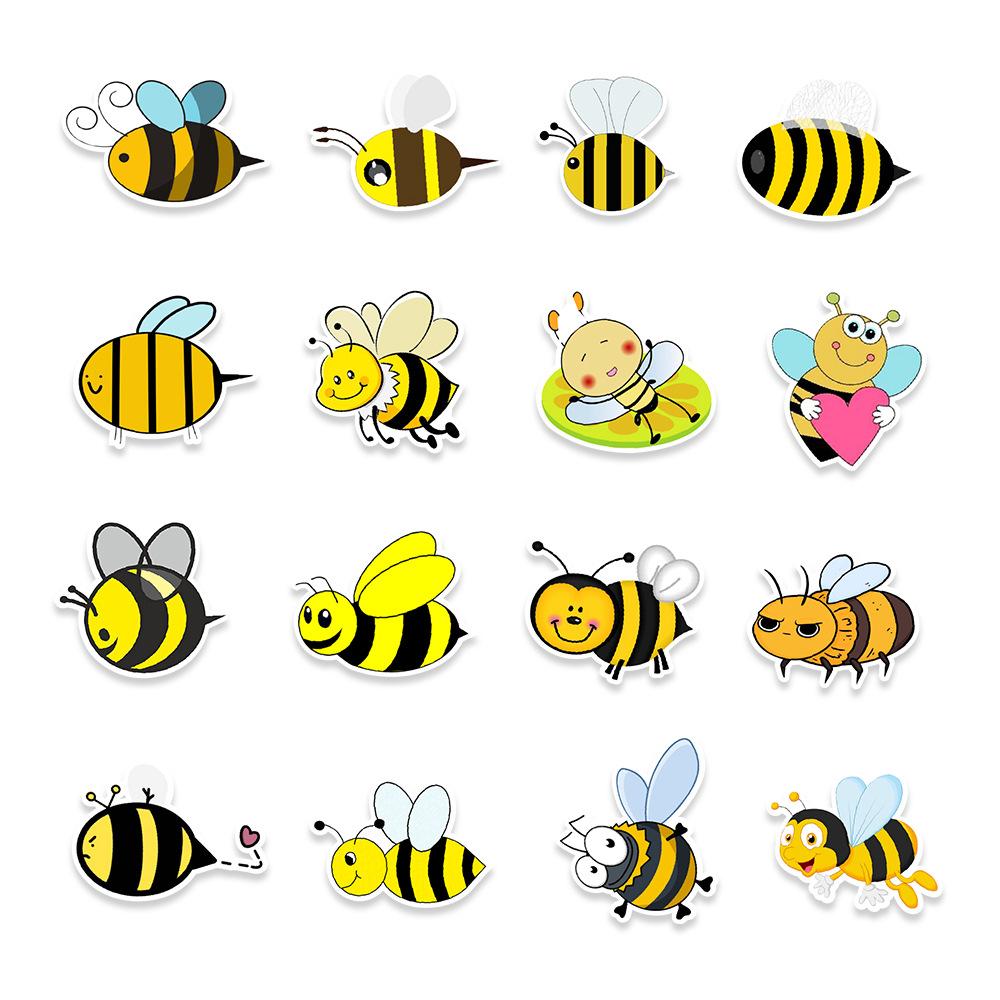 50 Cute Bee Doodle Stickers Suitcase Skateboard Mobile Phone Water Cup Decoration Stickers Creativity