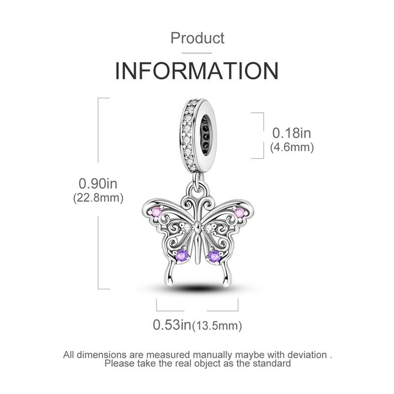 Charm Bead Components Copper Metal Elegant Hollowed-out Butterfly Pendant Bead Components Compatible With Charm Bead Components Plata Authentic