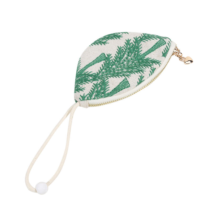 Portable Embroidered Mini Coin Purse Card Holder Cute Zero Wallet Zipper Pouch Pull Type Key Bag For Girls
