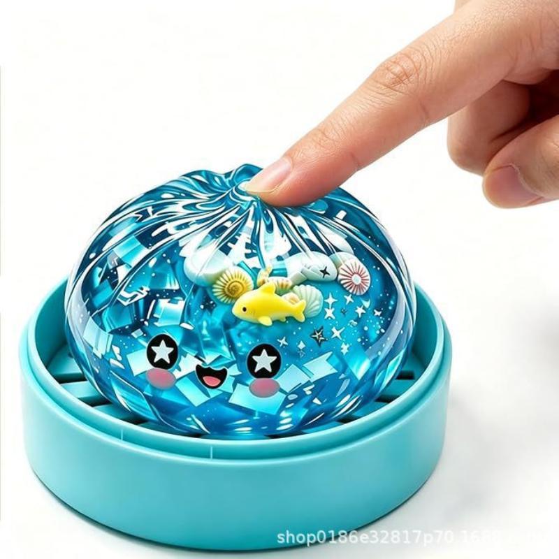 Cute Ocean Theme Steamed Stuffed Bun Squeeze Toy Soft Slow Fidget Toys For Kids Adults Party Leisure Decompression Use