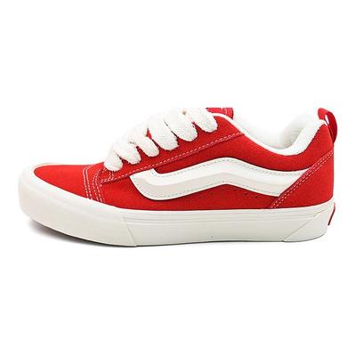 Knu Skool Tessuto Pelle Crosta Bovina Casual Scarpe da Skate Basse Sneakers Unisex Rosse VN000D75BOP