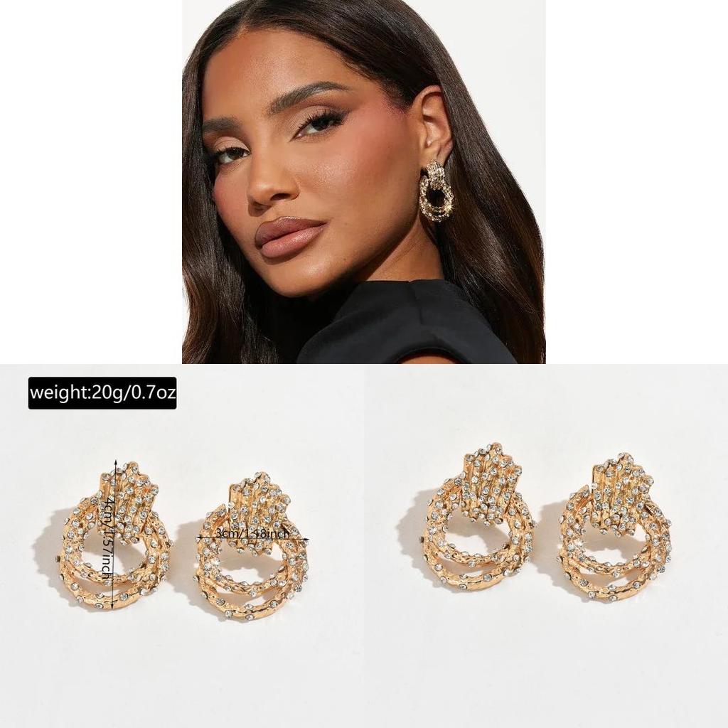 Geometric Statement Earrings For Women With Zinc Alloy Plating Fashion Winter