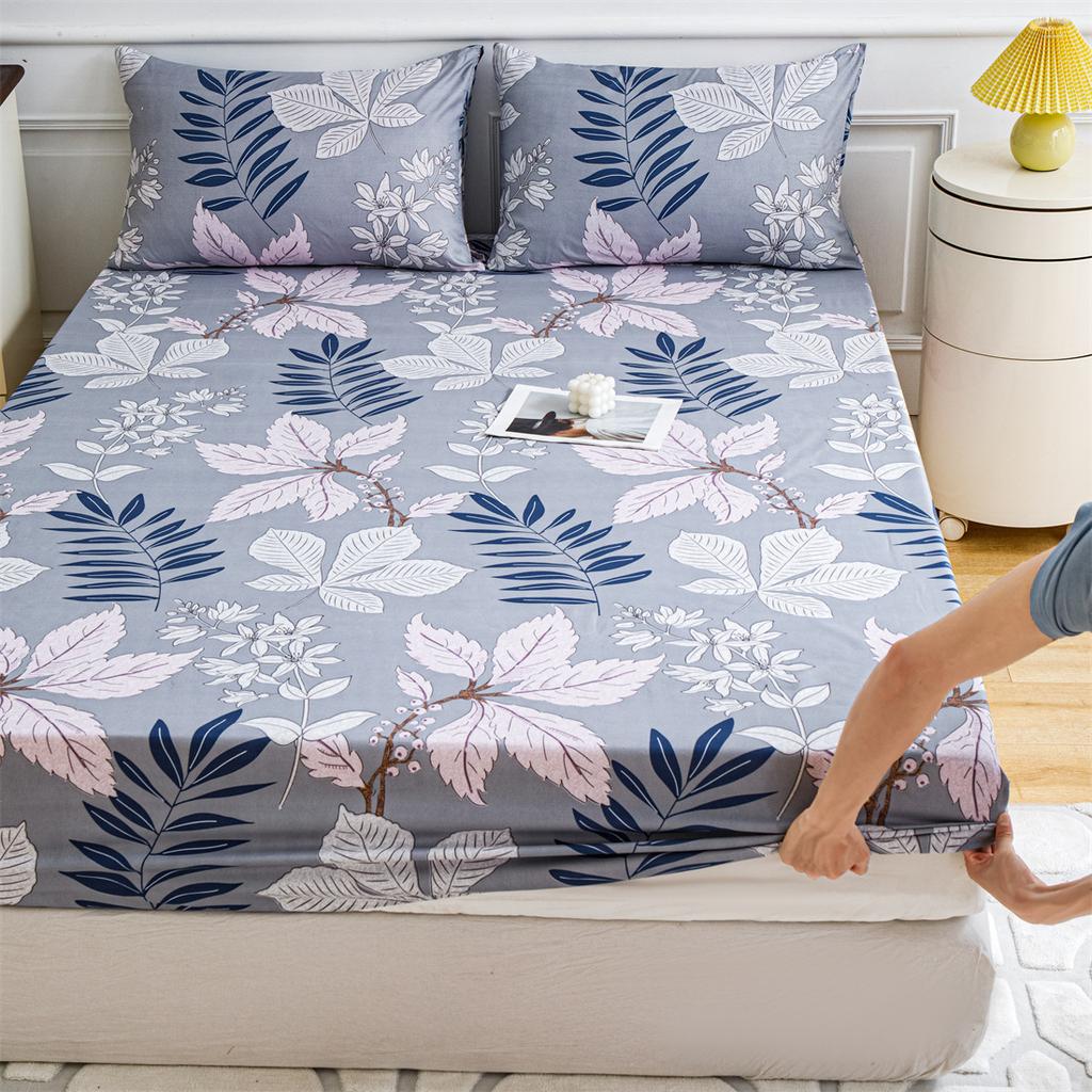 1 Floral Fitted Sheet Mattress Protector, Stylish Classic Soft Bed Sheet Comfortable Breathable Bedding Bedroom Guest Room Decoration 1pc Fitted Sheet
