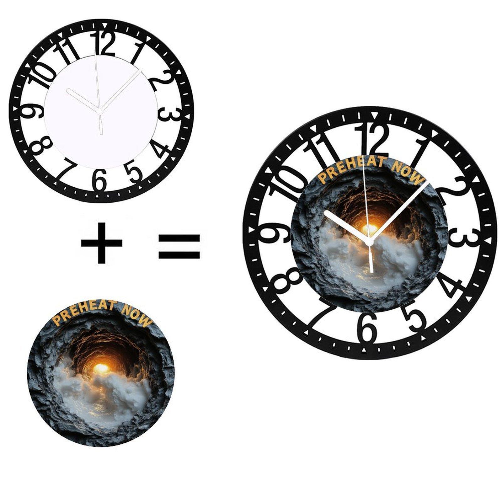 Farmhouse 25cm Circular Iron Wall Clock with Rustic Design (Black,10 inch(25.40cm))