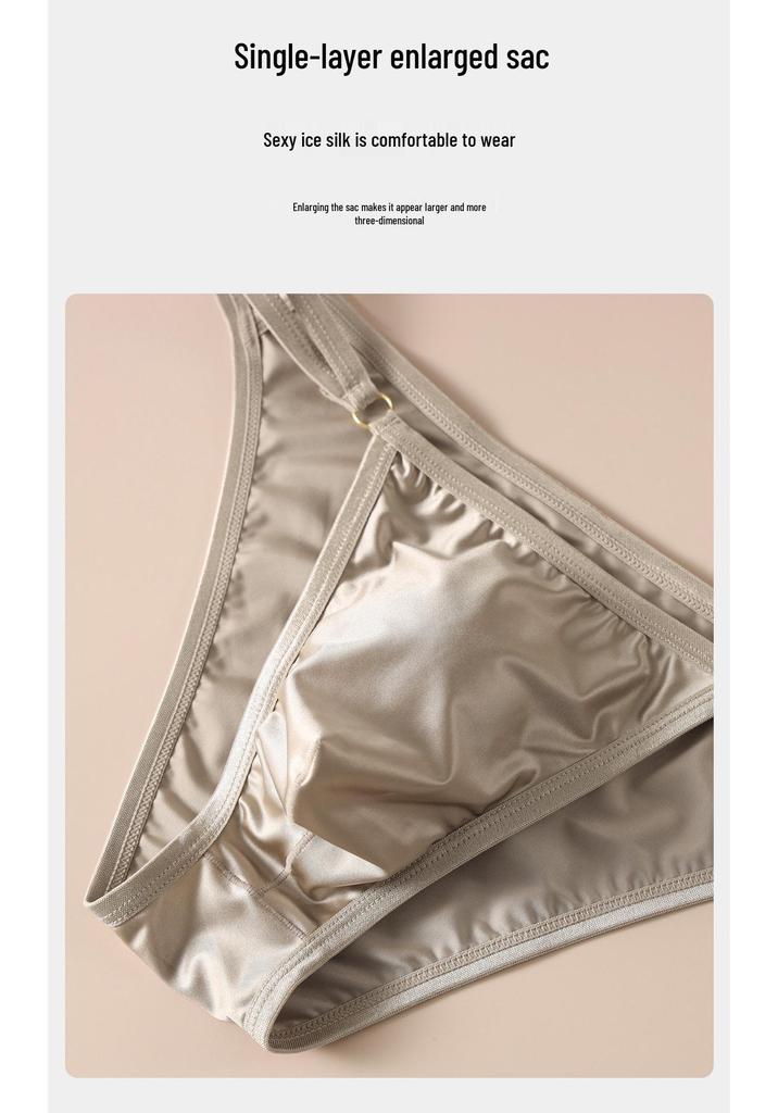 Men's Satin Briefs: Breathable, Sexy, Mid-Low Rise, High Gloss Faux Silk Triangle Crotch.