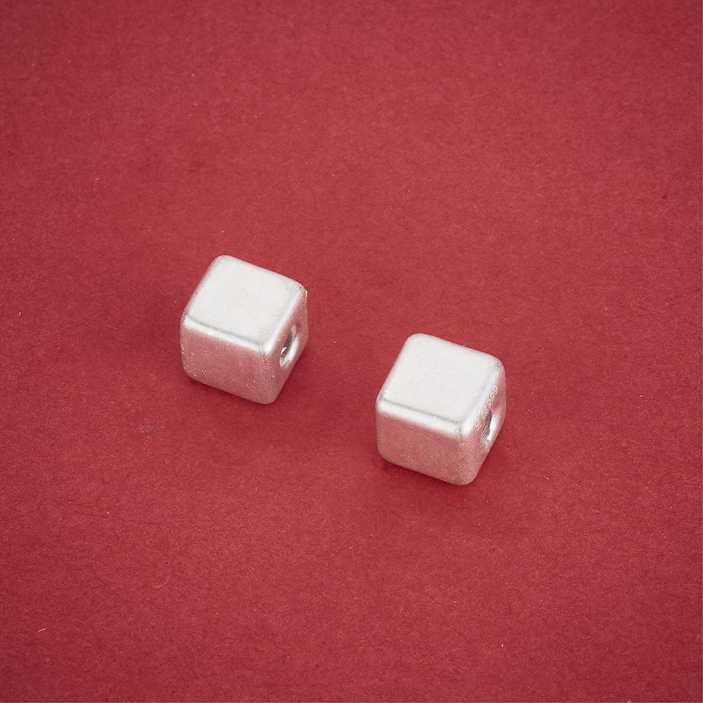 S999 Sterling Silver Frosted Square Spacer Beads for DIY Crystal Bracelets