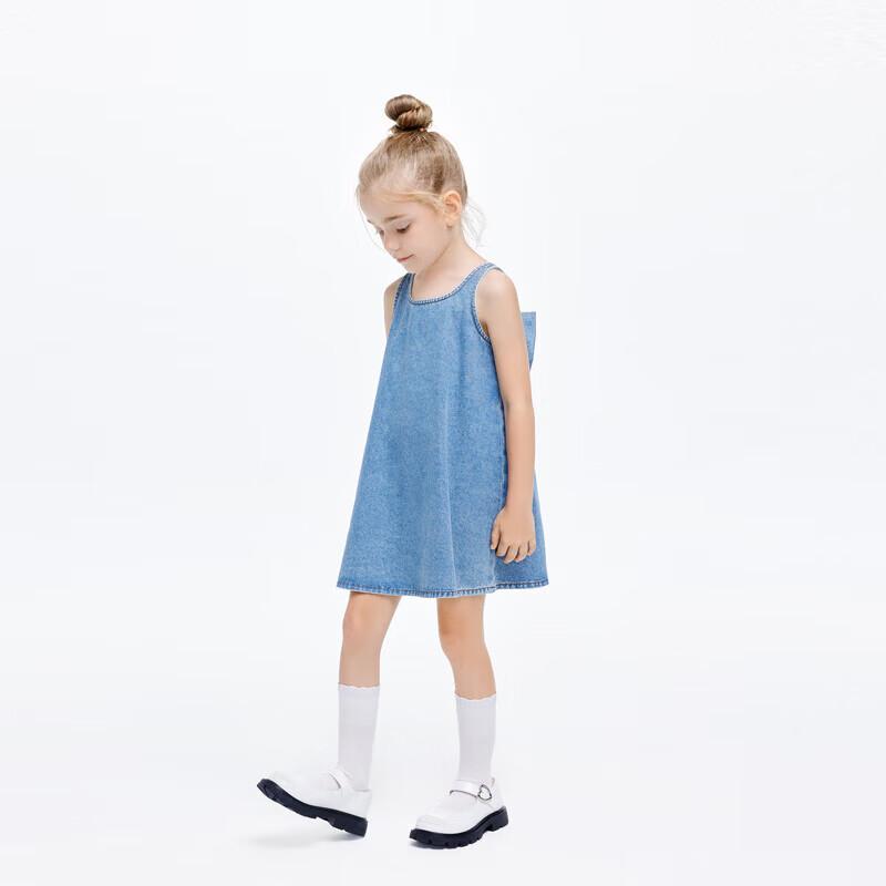 Little MO&Co. Girls' Denim Sleeveless Bow Dress
