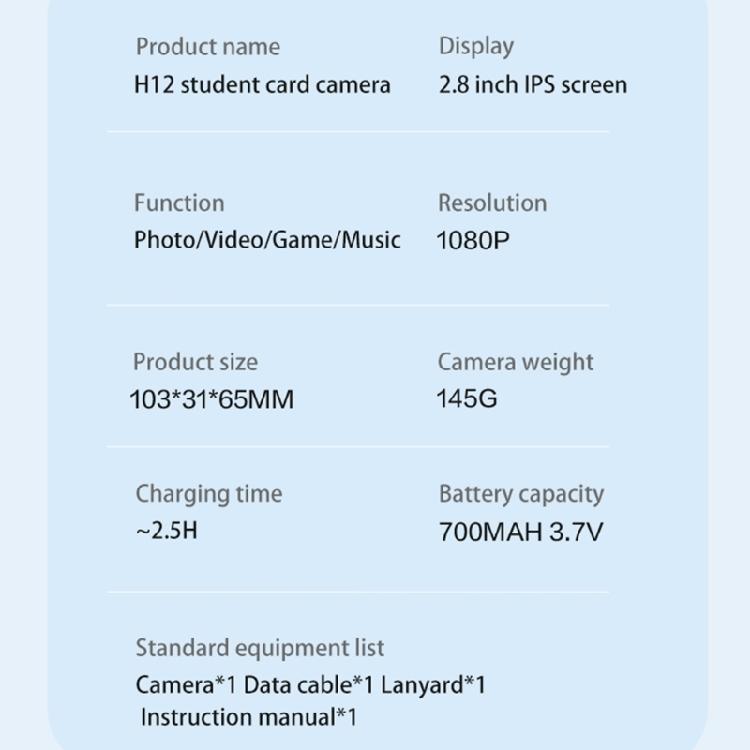 Creative H12 Digital Camera With Advanced Technology and Art Filters 2.8inch Screen Pocket Size for Photography Lovers