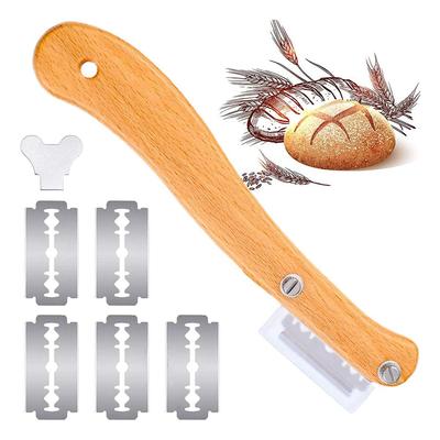 Bogenmesser Brotschneidewerkzeug Brotmesser French Toast Messer 5 Klingen Holzgriff Bäckereiwerkzeug + Schachtelverpackung