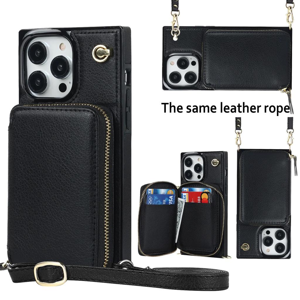 Zipper Purse Bag Card Holder Leather Flip Case For iPhone 14 15 16 Pro Max 12 13 X XS XR 7 8 Plus SE2022 Wallet RFID Stand Cover