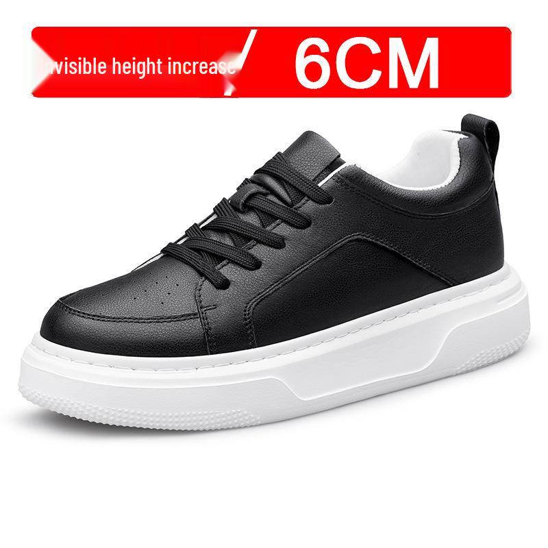 Men's 8CM Height Increasing White Sneakers - Large Size, Thick Sole, Casual Sports Shoes