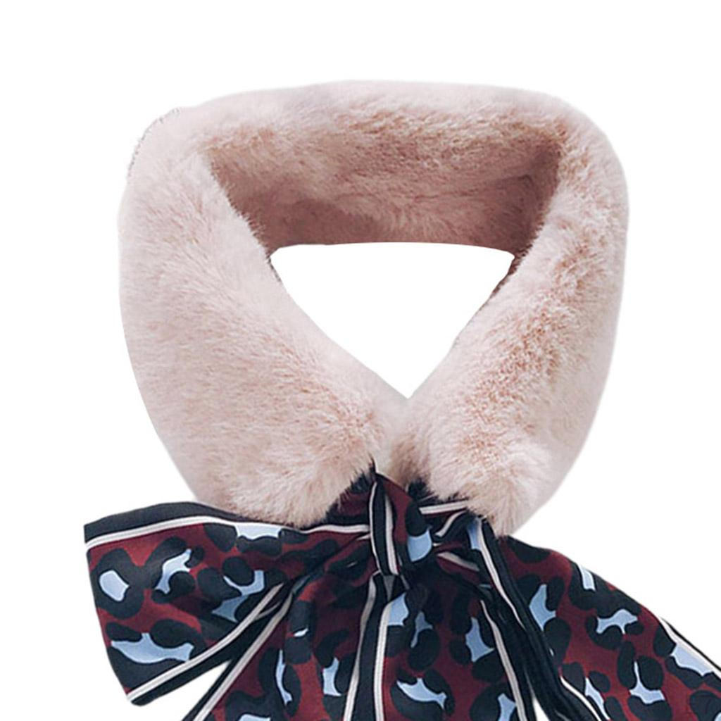 Scarf - Plush Leopard Ribbon Scarves for Winter Coat, Sweater, Blouse Shirt