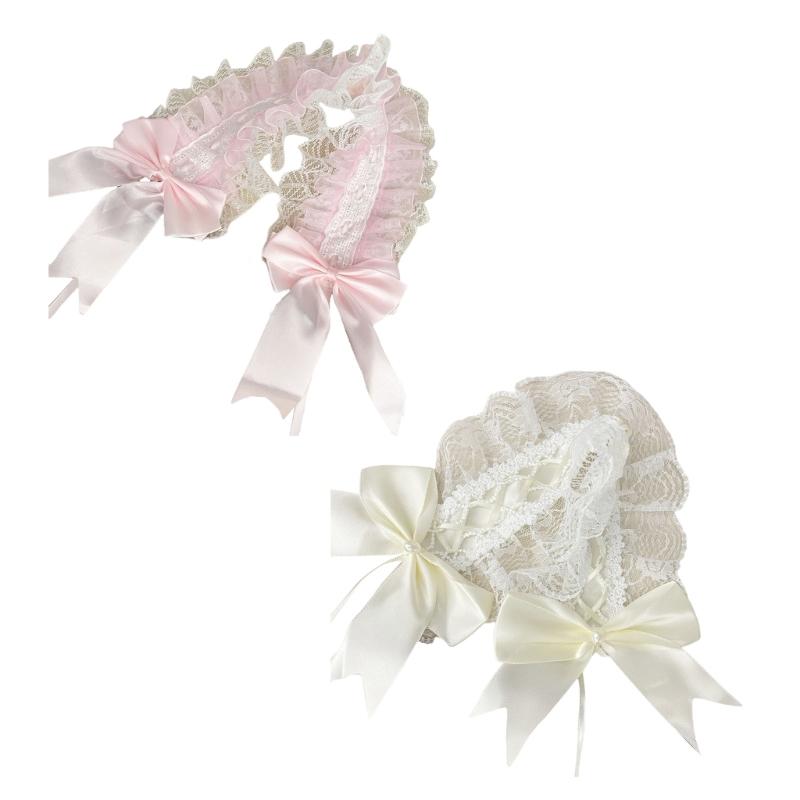 Lace Bowknot Hairhoop for Women Girl Sweet Ribbon Lace Headband Cosplay Costume Party Headdress for Anime Show