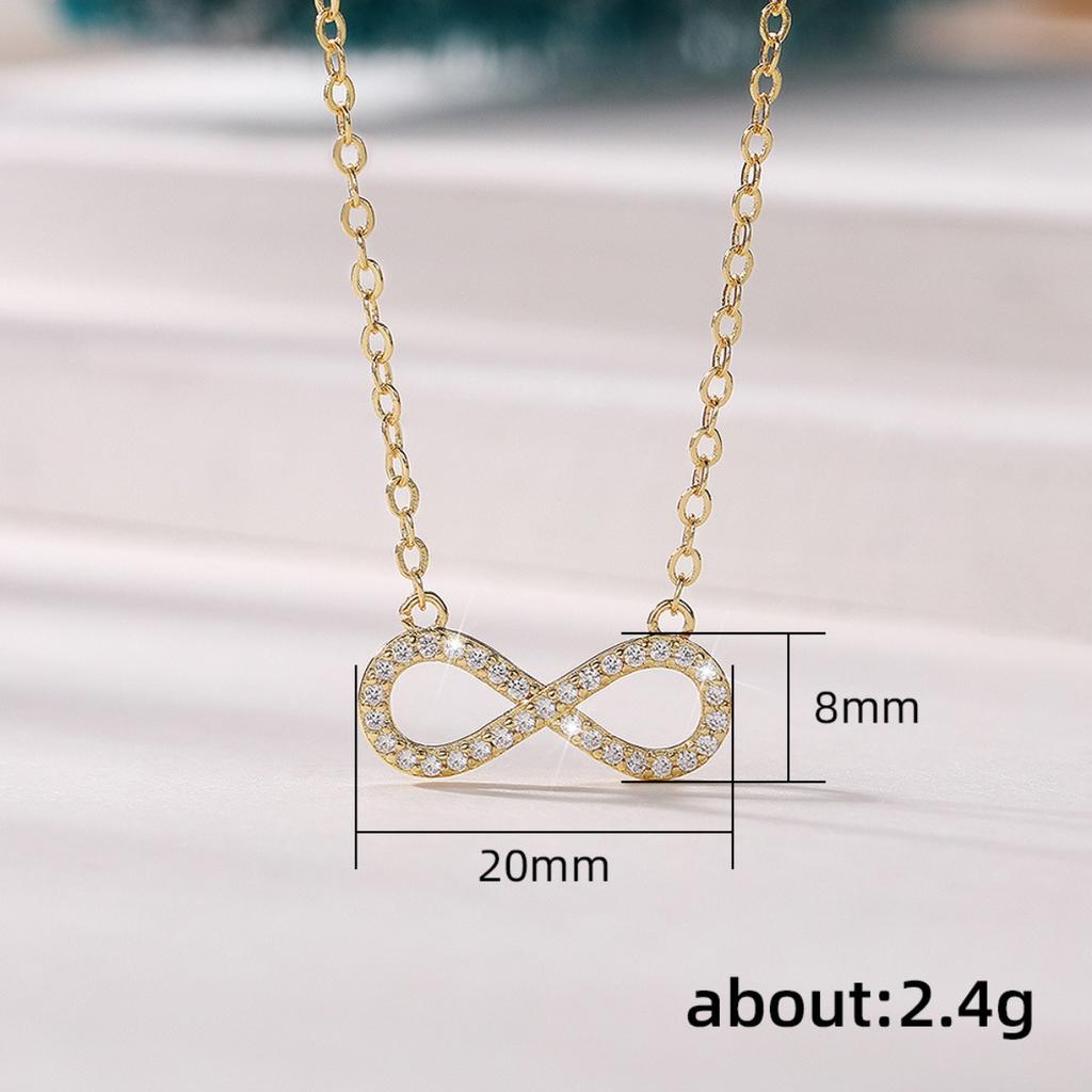 Full Paved Infinity Symbol Pendant Women Slim Cable Chain Clavicle Necklace