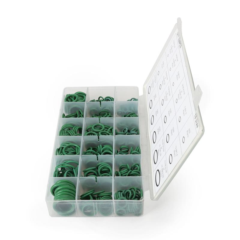 18 Sizes Rubber O-Ring 530Pcs Car Airconditioning Sealing Set Rubber O-Ring Washer Seals with Plactics Box Kit Green