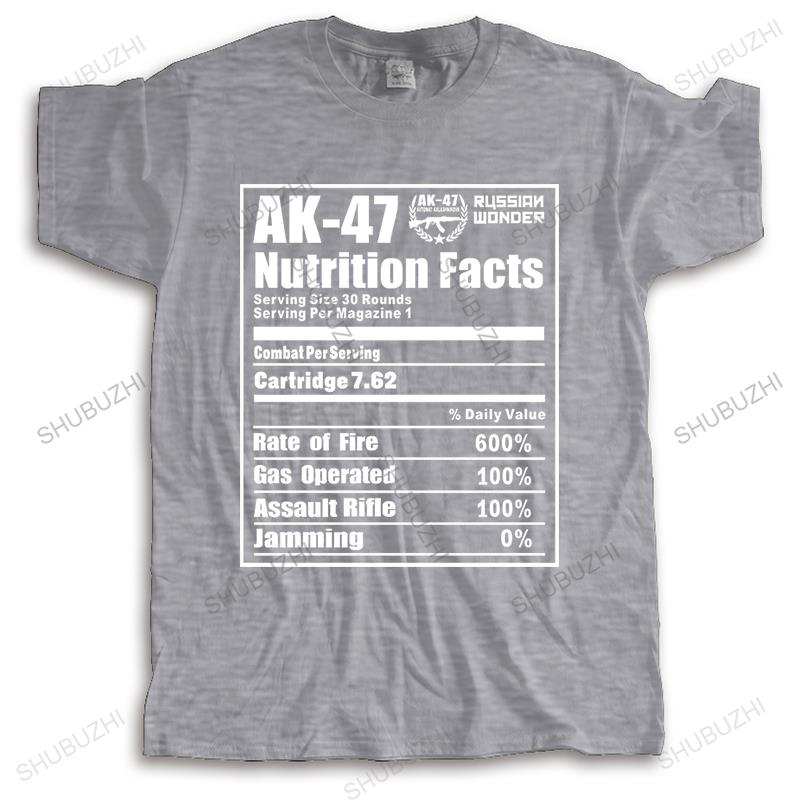 Unisex Crew Neck Tops fashion Cotton Tshirt New AK Russian Riffle Funny Nutrition Facts casual loose style tops Bigger size