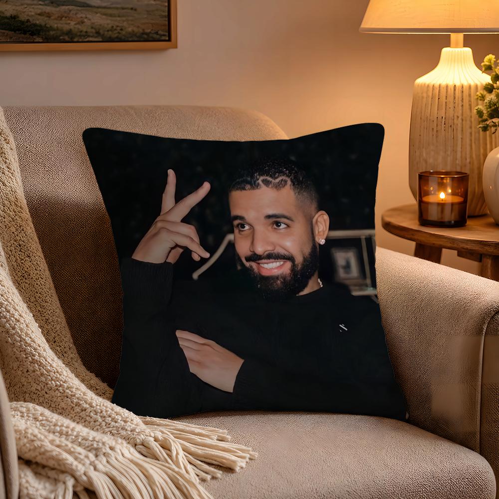 Hot Cool Singer DDrake Pillow Case Soft Plush Cushion Cover Double Print and Invisible Zipper for Sofa Home Car Use
