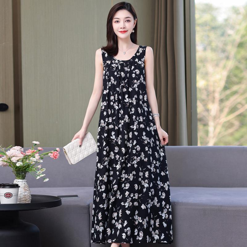 

Повседневное длинное платье для женщин, тонкое элегантное платье без рукавов больших размеров, летнее платье 4XL