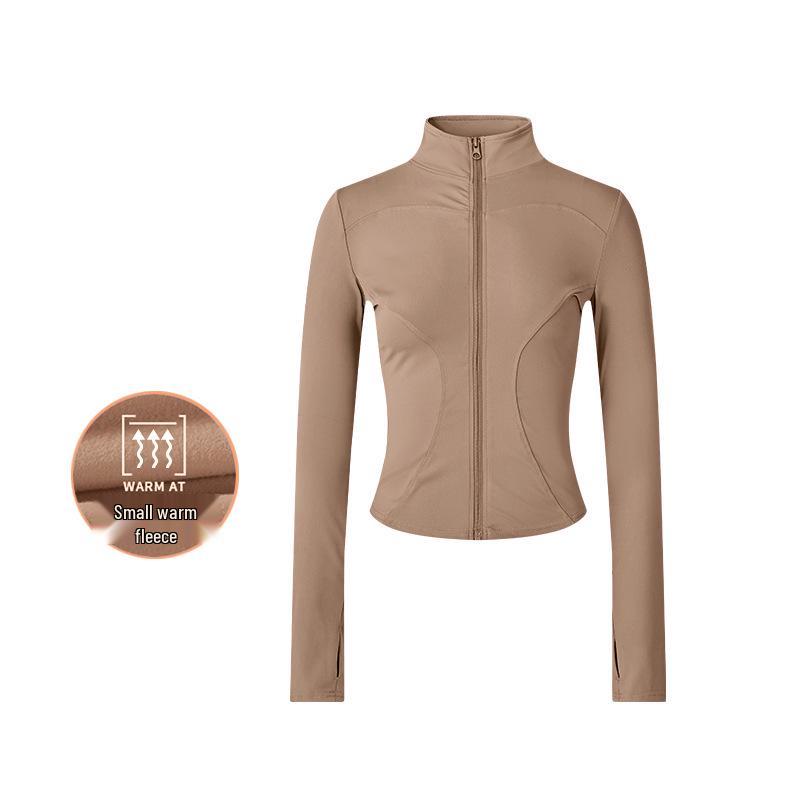 Damska pluszowa kurtka slim fit na wiosnę i jesień - przylegający do talii top do jogi