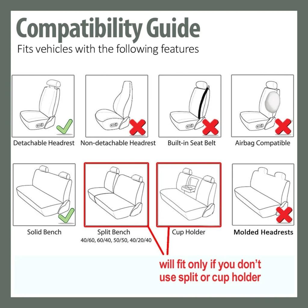 Universal Flat Cloth Car Seat Cover Non-slip Design Front Set