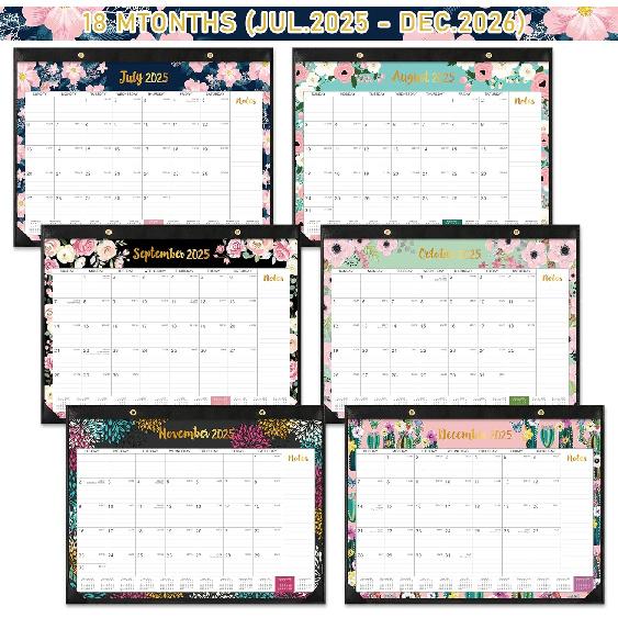 2025-2026 Desk Calendar - July 2025 - December 2026, Calendar 2025-2026, Cover 18 Months Large Monthly Calendar, 22" x 17", Desk Pad