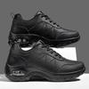 Waterproof Women's Walking Shoes Fashion Air-cushion Casual Sports Shoes Ladies Lace-up PU Leather Platform Shoes