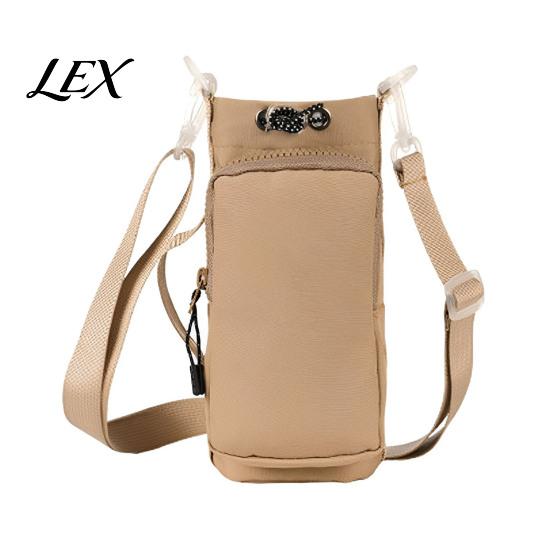 Protective Bottle Sleeve with Pocket Crossbody Water Cup Carrier, Wear-resistant Phone Pocket, Drawstring Small Item Storage Bag Closure Portable