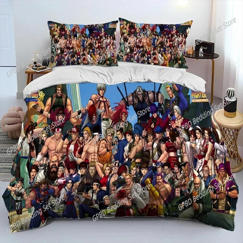 

Comforter King Of Fighters Retro Game Bedding Set 3D Printed Suitable For Bedroom Kids Home Textile Comforter (quilt)-EU Single(135*200cm)3pcs