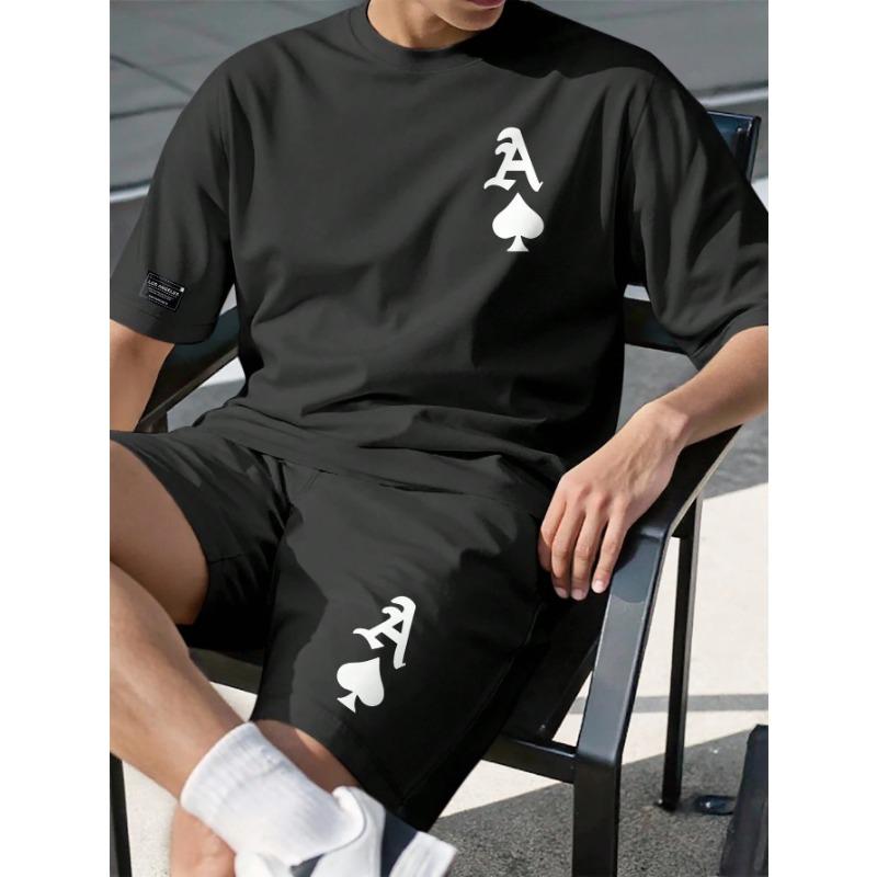 Summer Men's Sportswear Short Sleeve T-shirt Suit Two-piece Outdoor Travel Clothing Oversized Man Shorts Training Clothes