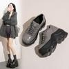 Goth Babes Rock Dark Punk Round Head Heightening Versatile Lace-up Platform Muffin Shoes Subcultural Small Leather Shoes