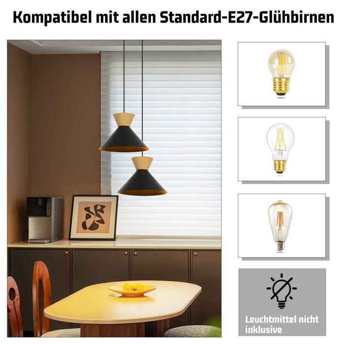 Lampe suspension - NETTLIFE - Ø25cm 2 lampes - Noir - Métal - E27 pour salle à manger