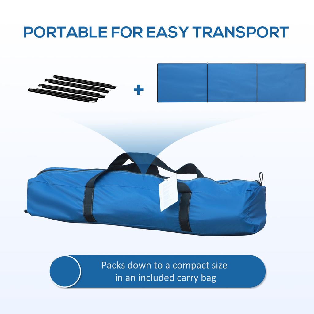 4 Pole Camping Windbreaks Beach Wind Shield Shelter With Carry Bag And Steel Poles 540cm X 150cm Blue