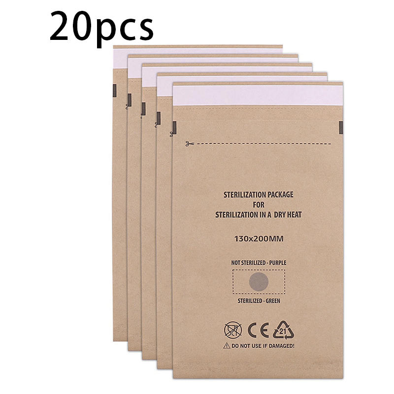 

Twenty Pieces Disposable Kraft Paper Self Sealing Disinfection Bag High Temperature Dry Heat Resistant Pouch For Nail Art Accessories Tools L хакі