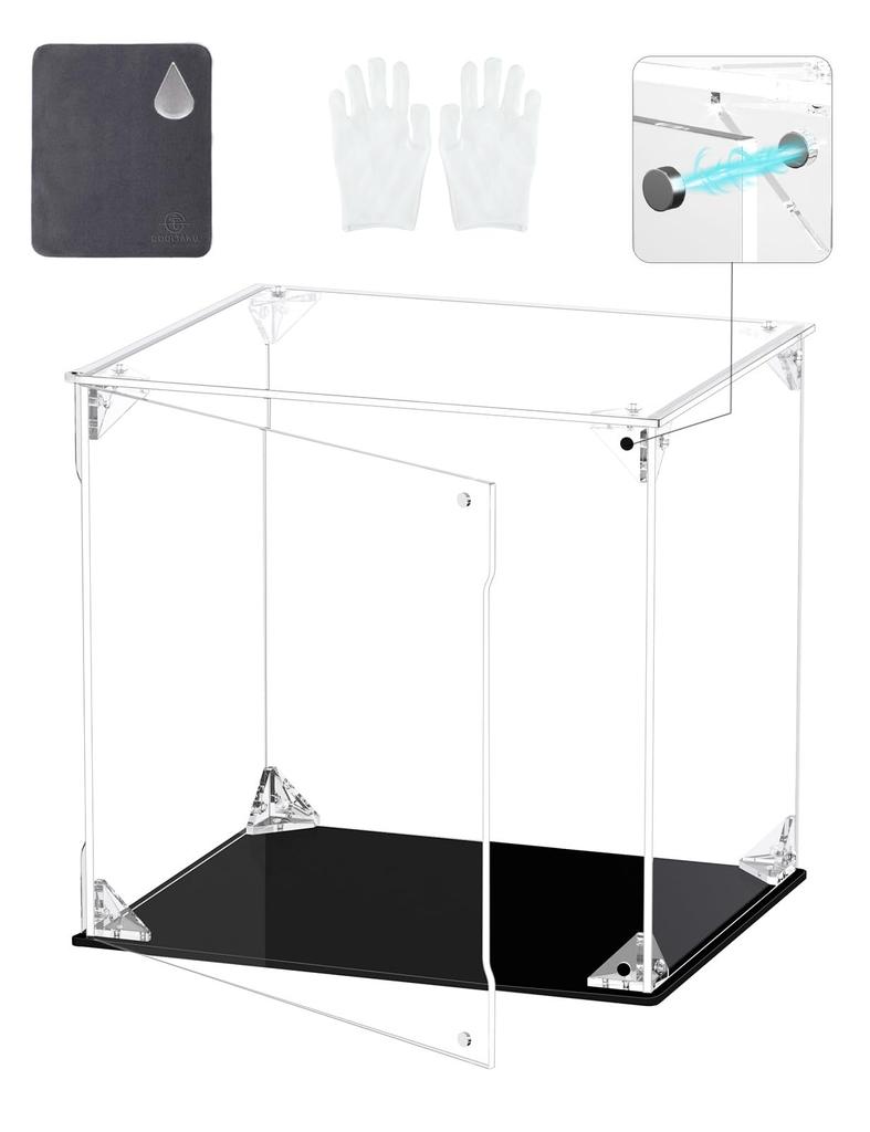 COOLTAKU Figure UV Magnetic Magnetic Front Collection More Assembled Acrylic Display Stain Cleaning Cloth Figure Storage 20 X Depth 15 X Height Black
