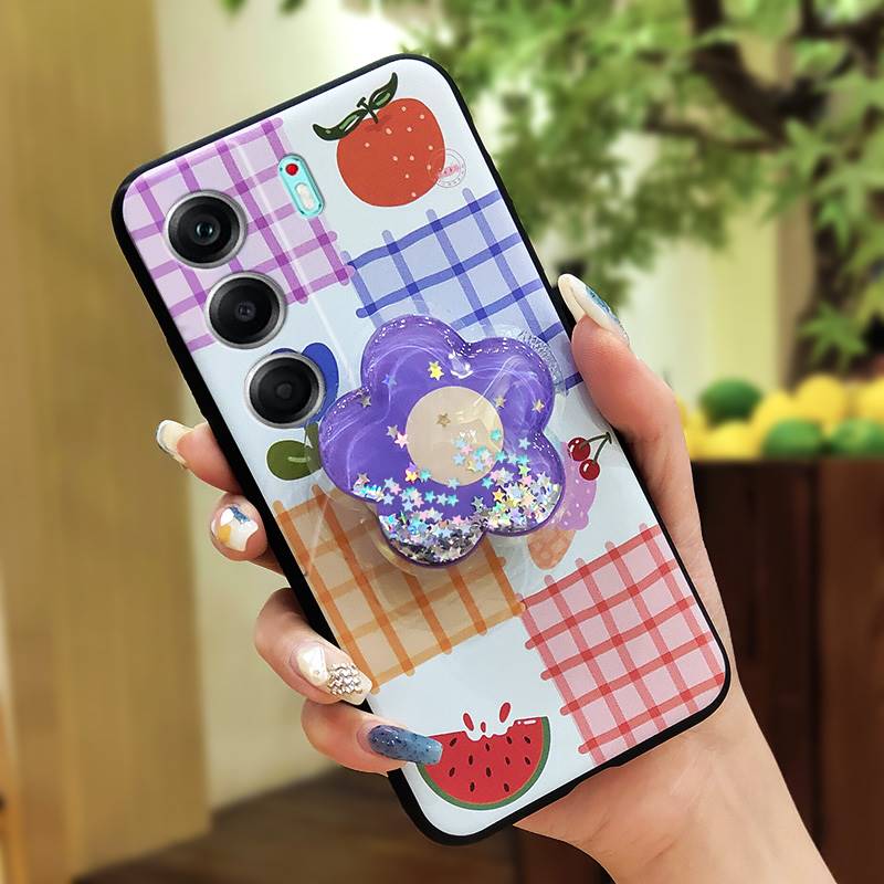 Cartoon Durable Phone Case For Tecno Camon40 4G/CM5 Waterproof Back Cover Soft Case Skin feel silicone Glitter Quicksand