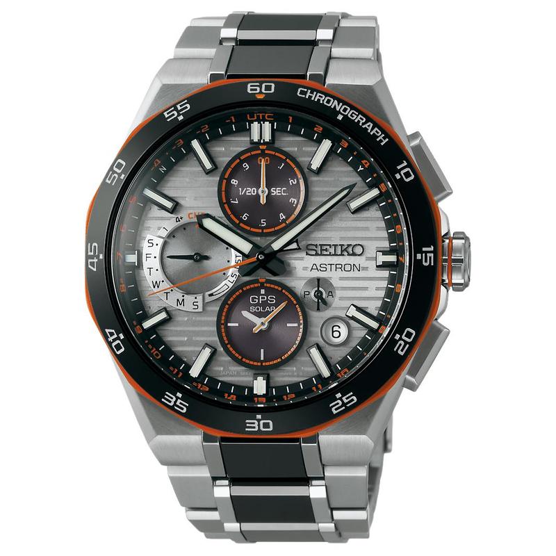 

SEIKO Astron series 100 meters waterproof solar Quartz ceramic titanium strap 43.4mm men s watch gray dial SSH183