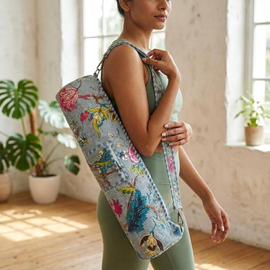Yoga Bag Usalover925 Multicolor Quilted Cotton Floral Print Yoga 31