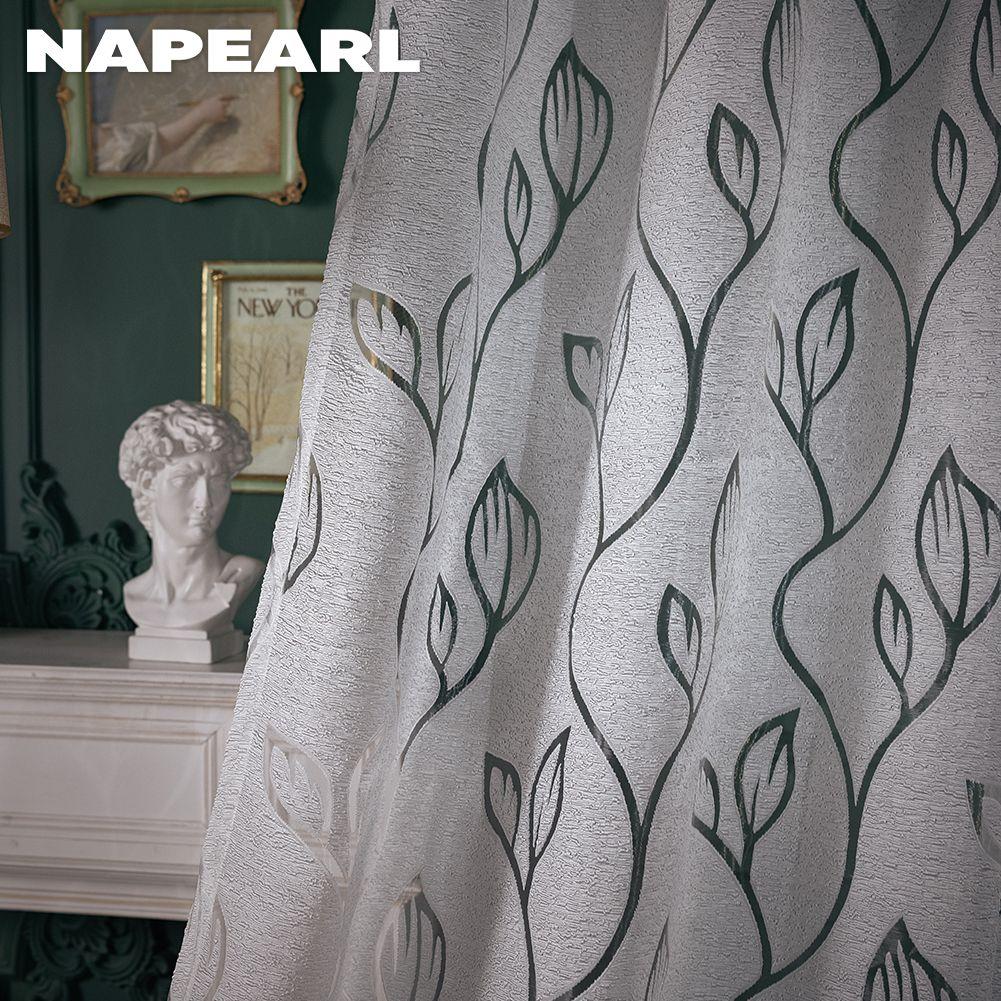 1ks NAPEARL moderní móda vzor větví Průhledný tyl na záclony do obývacího pokoje okno do kuchyně záclona
