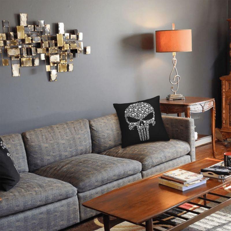 Custom Marvel Super Hero Punisher Skull Cushion Cover 40x40cm Comics Film Velvet Cute Throw Pillow Case for Sofa
