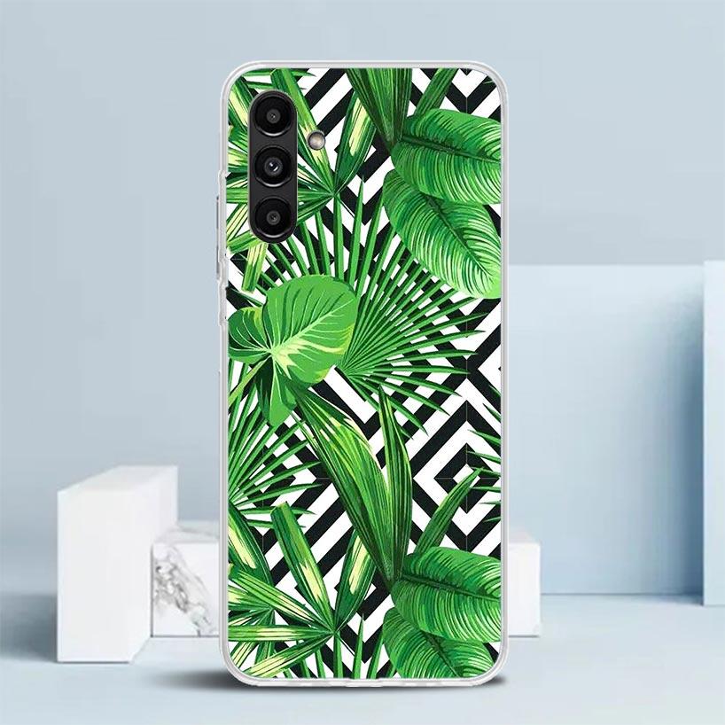 Summer Tropical Plants Green Leaf Phone Case For Samsung Galaxy A17 A37 A57 A16 A15 A14 A13 A56 A55 A54 A53 A36 A35 A34 A33 A26