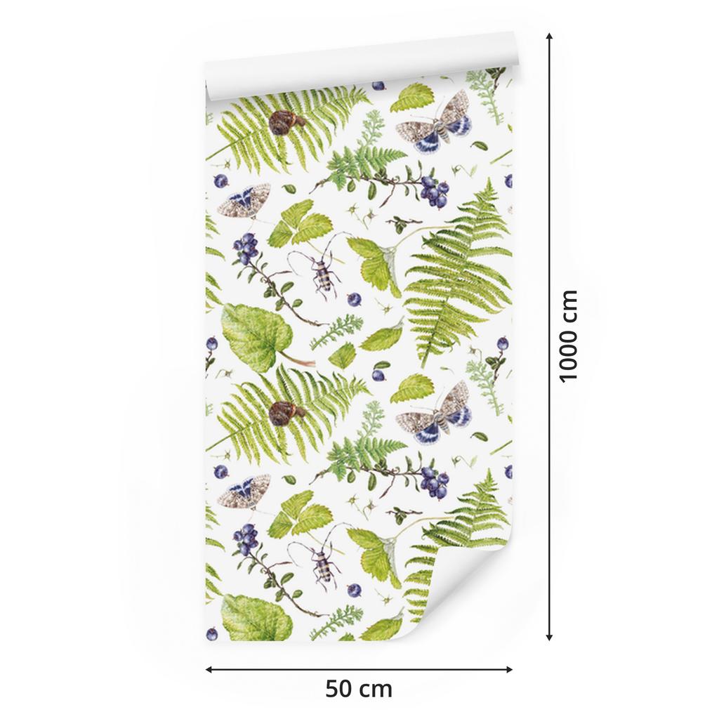 Fern with Butterflies Wallpaper for Living Room and Bedroom 50x1000
