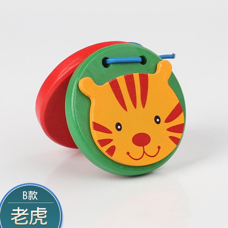 Kids Wooden Finger Castanet Instrument Early Learning Music Toy for Preschool Toddlers, Design
