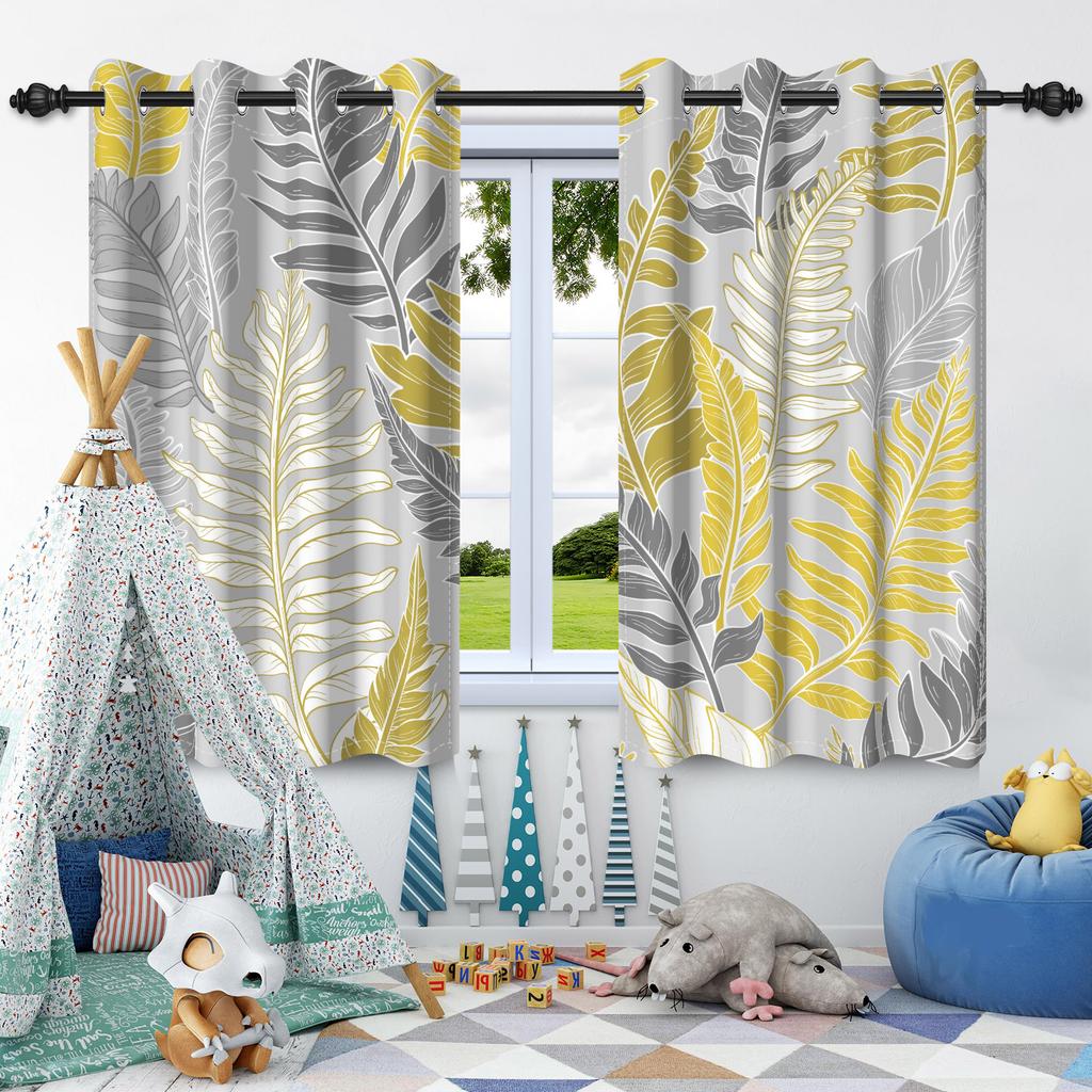 2pcs Fresh Flowers Plants Blackout Curtain Bedroom Privacy Partition Living Room Darkening Heat insulation Window Curtains