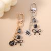 Pretty Bowknot Keychain Women Girls Beads Key Ring Pendants for Handbag Decor DIY Key Chain Jewelry Gift