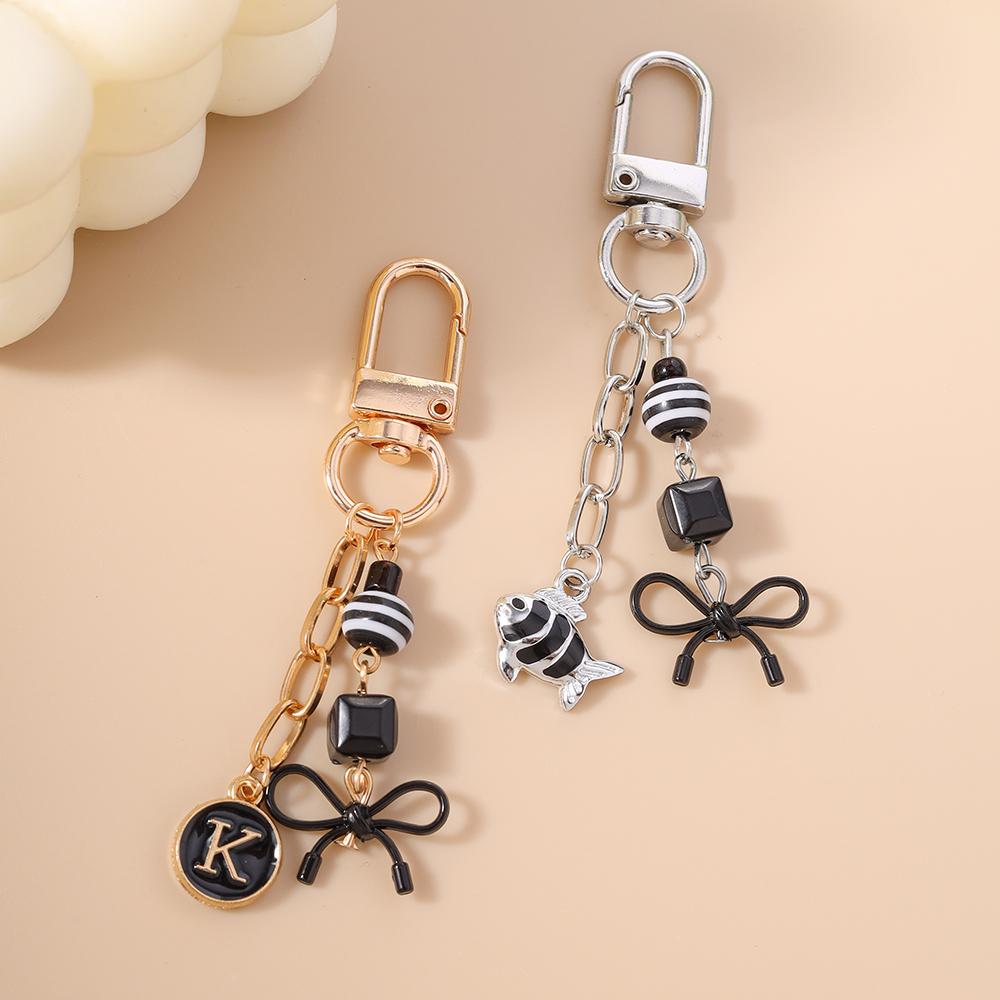 Pretty Bowknot Keychain Women Girls Beads Key Ring Pendants for Handbag Decor DIY Key Chain Jewelry Gift