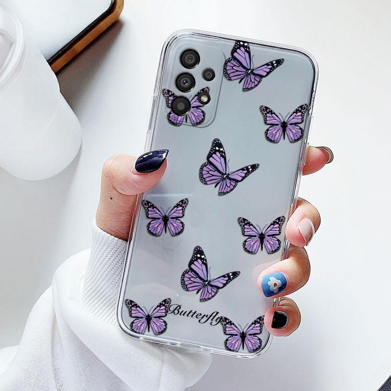 Phone Case For Samsung A53 5G A33 Floral Silicon Cover For Samsung Galaxy A73 Fundas Coque Transparent Soft Capas Flower TPU