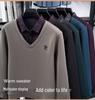 Men's Winter Faux Two-Piece Sweater with Shirt Collar and Velvet-Lined Knitwear